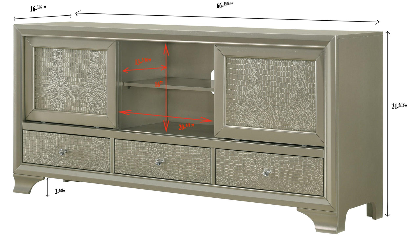 Lyssa Beige TV Stand w/ Crocodile Texture