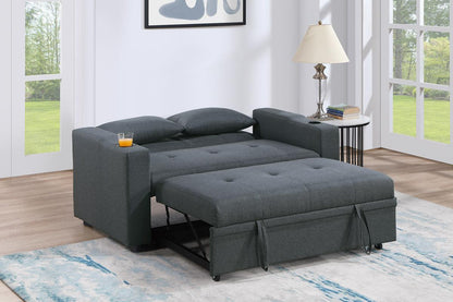 Charcoal Convertible Sofa With 2 Cup holders