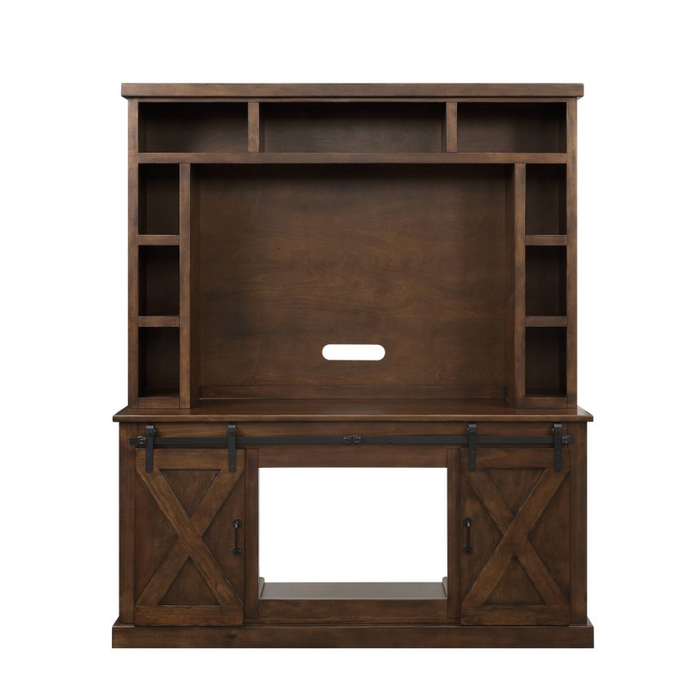 Aksel Walnut Entertainment Center w/Fireplace