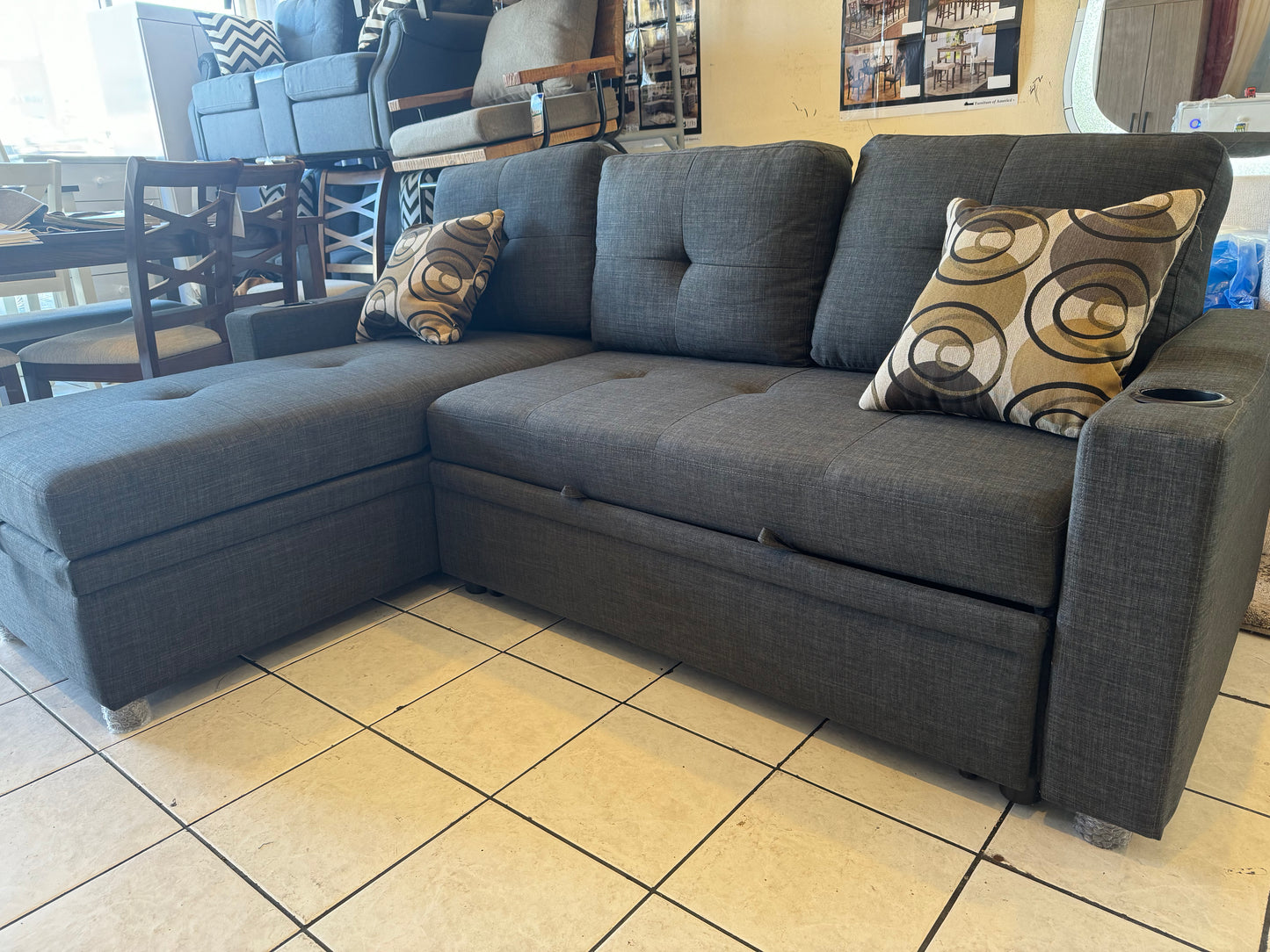 Ash Grey Convertible Sectional