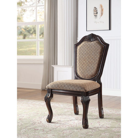 Chateau De Ville Fabric & Espresso Side Chair