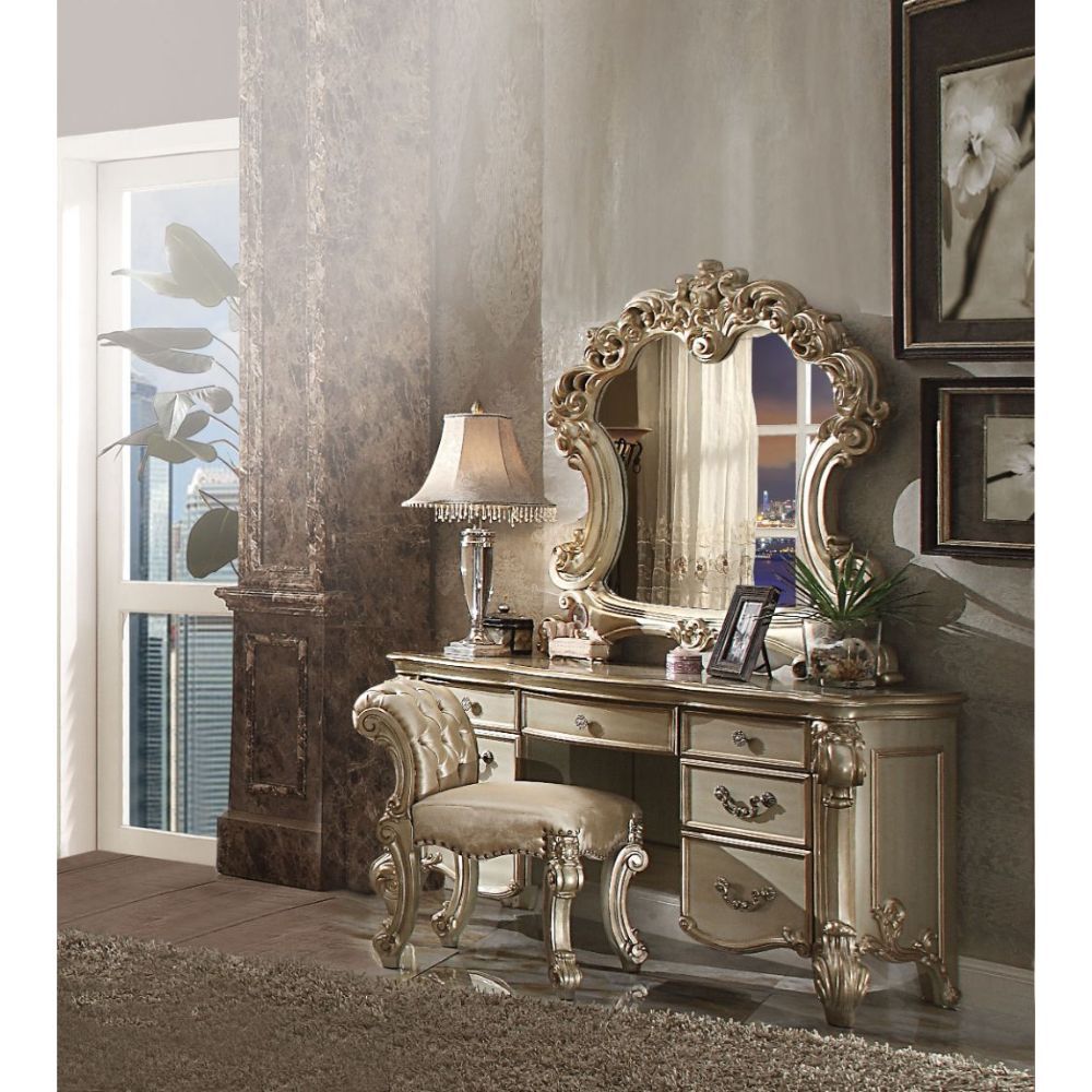 Acme Vendome Vanity Desk in Gold Patina