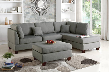 Gray 2 Pcs Sectional Sofa Set