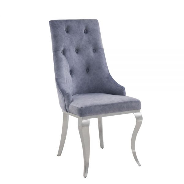 Dekel Gray Fabric & Stainless Steel Side Chair