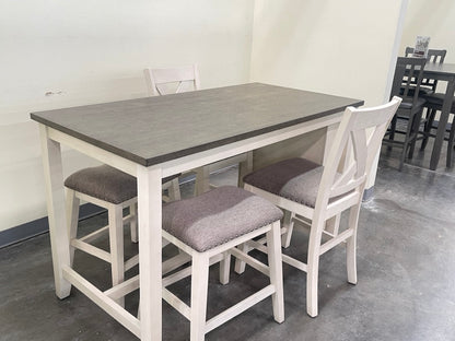 Vintage White High Counter Table With Storage Shelves