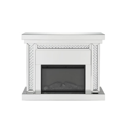 Acme Furniture Nysa Fireplace in Mirrored & Faux Crystals