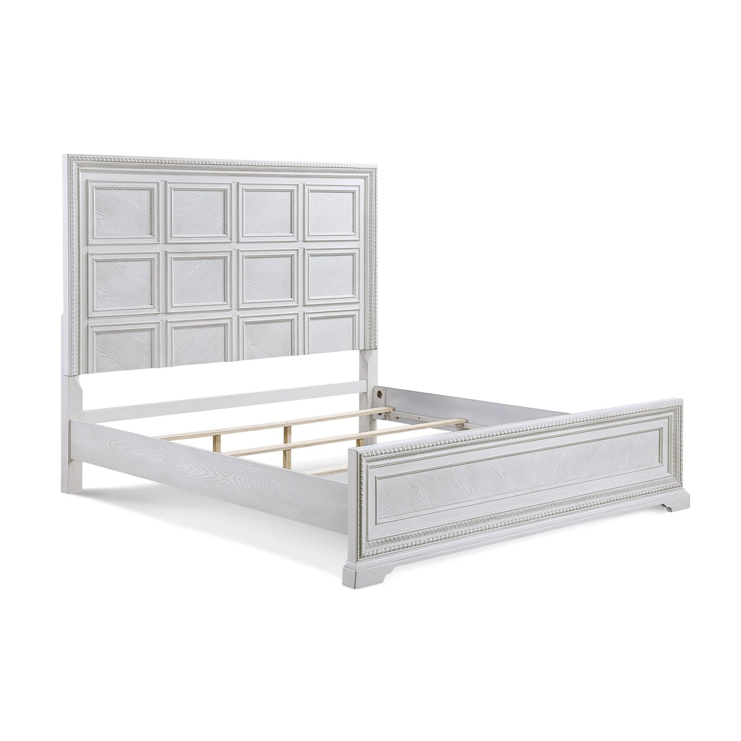 Alexandria washed white wood finish King Bed