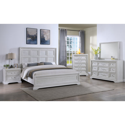 Alexandria washed white wood finish King Bed