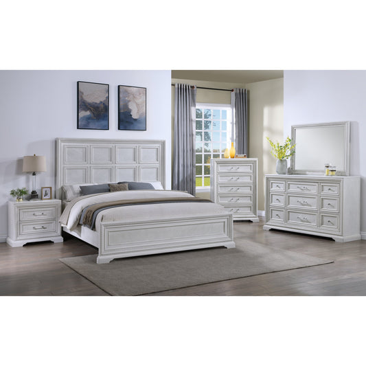 Alexandria washed white wood finish King Bed