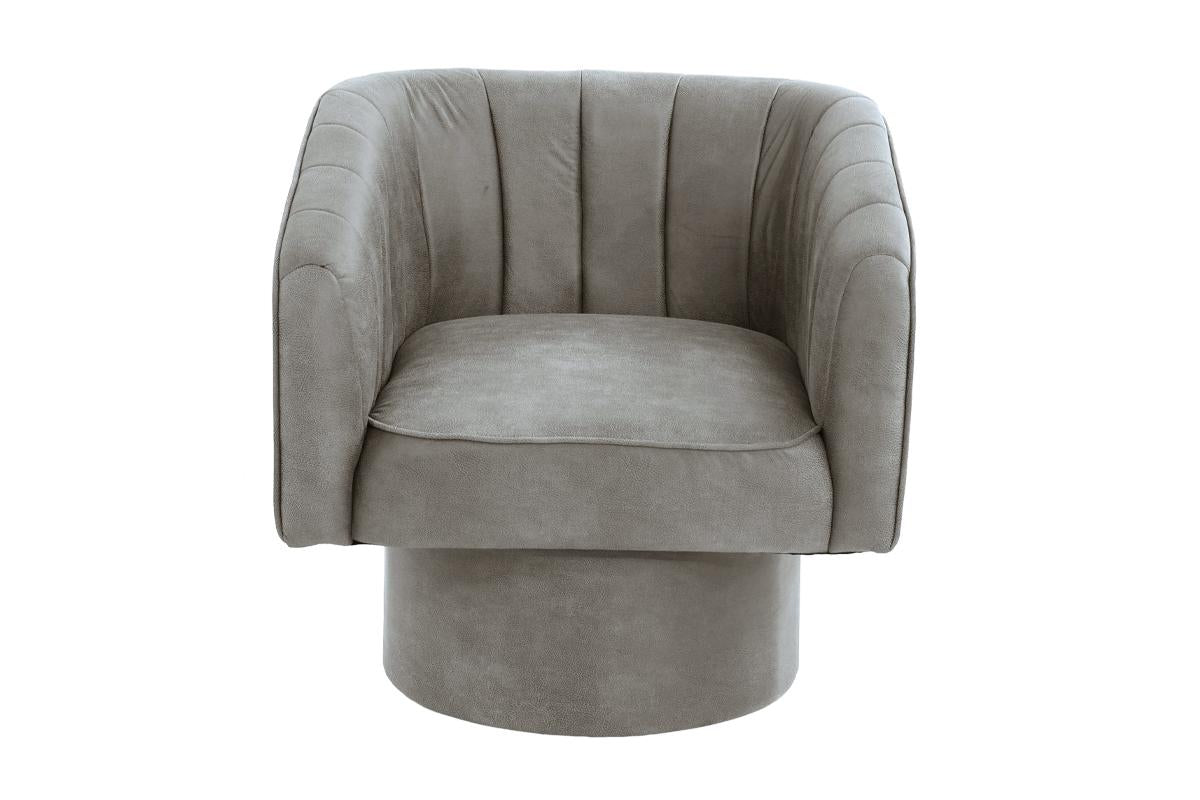 Poundex Upholstered Swivel Accent Chair Round Base, Slate Grey