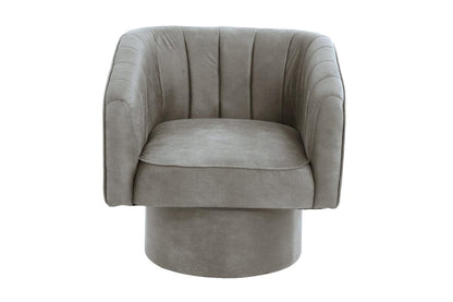 Poundex Upholstered Swivel Accent Chair Round Base, Slate Grey