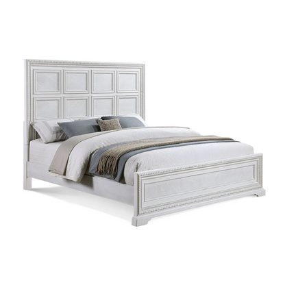 Alexandria washed white wood finish King Bed