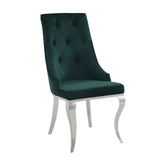 Dekel Green Fabric & Stainless Steel Side Chair