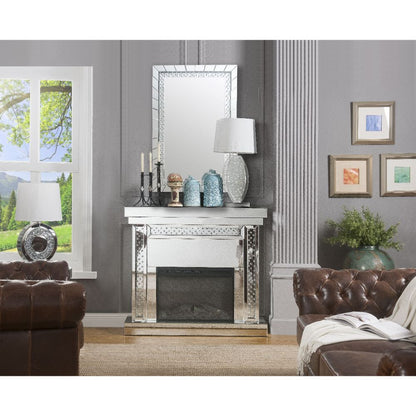 Acme Furniture Nysa Fireplace in Mirrored & Faux Crystals