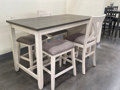 Vintage White High Counter Table With Storage Shelves