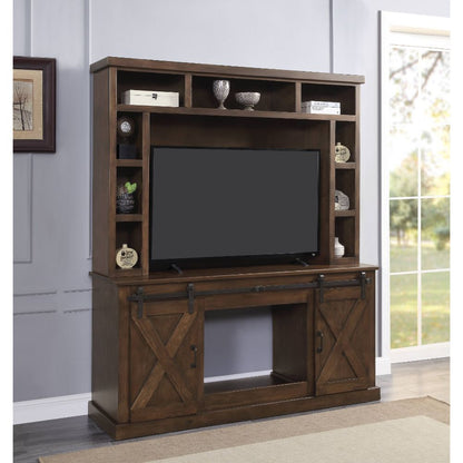 Aksel Walnut Entertainment Center w/Fireplace