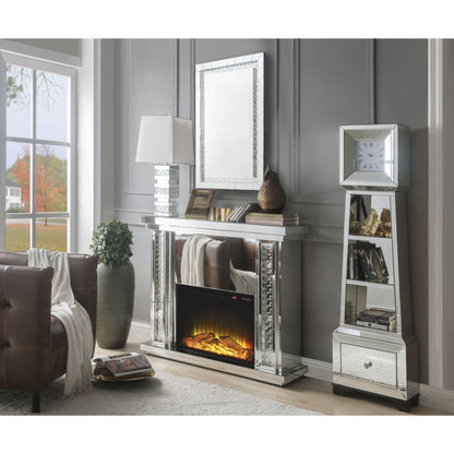 Acme Furniture Nysa Fireplace in Mirrored & Faux Crystals