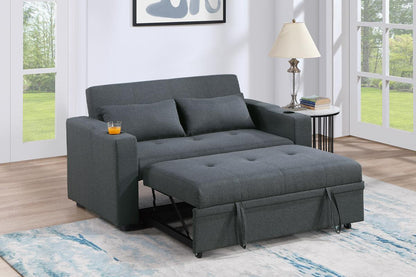 Charcoal Convertible Sofa With 2 Cup holders