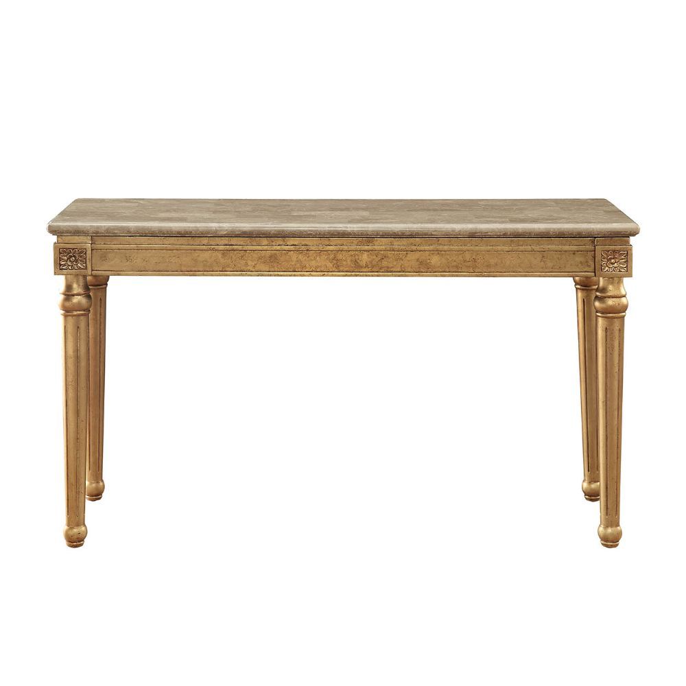 Acme Furniture Daesha Sofa Table in Marble/Antique Gold 81718