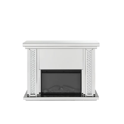 Acme Furniture Nysa Fireplace in Mirrored & Faux Crystals