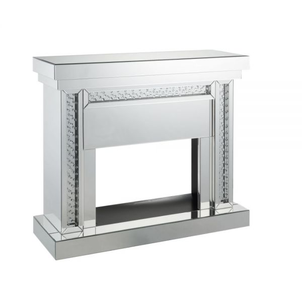 Acme Furniture Nysa Fireplace in Mirrored & Faux Crystals