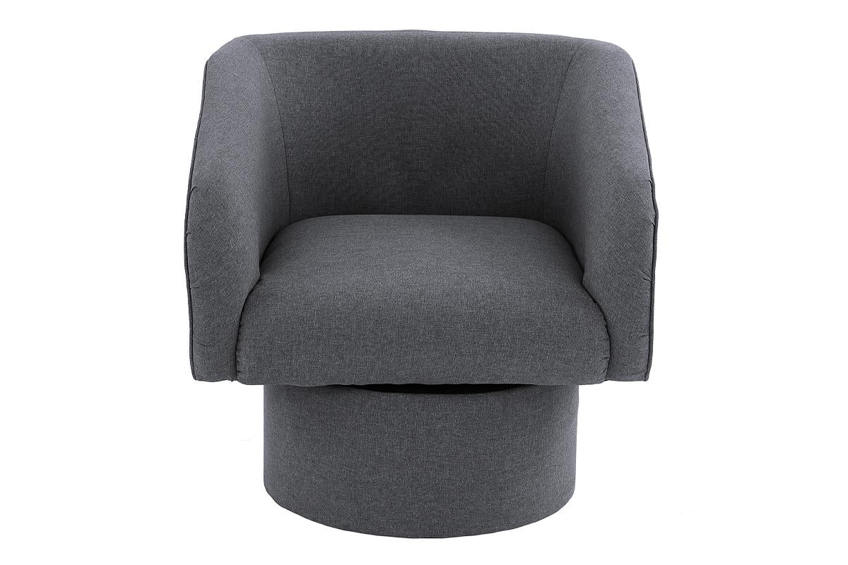 Poundex Upholstered Swivel Accent Chair Round Base, Blue Grey