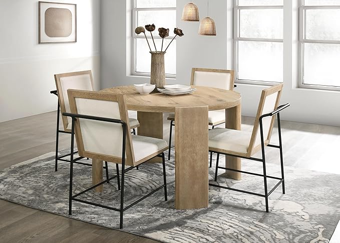 Edenbridge oak finish wood round dining table set