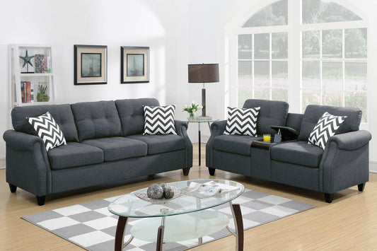 Modern Style Grey Sofa & Love Seat