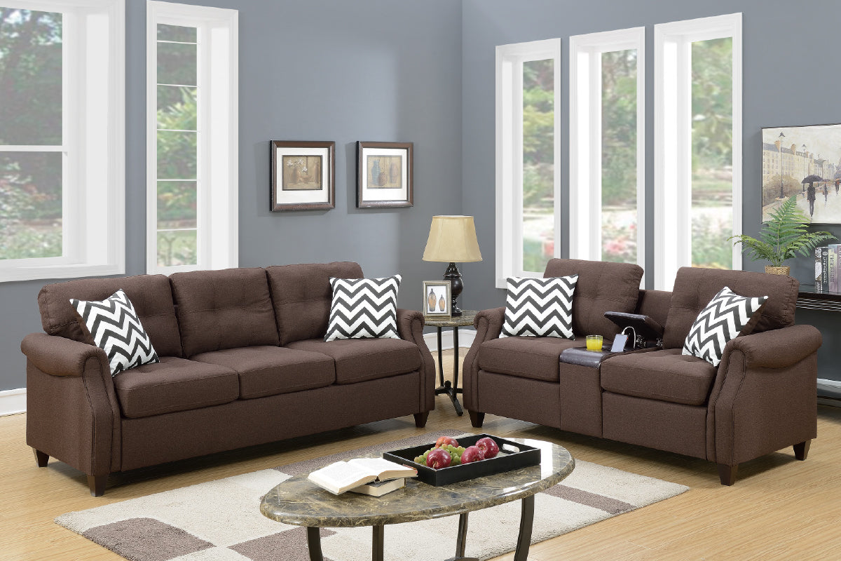 Modern Style Grey Sofa & Love Seat