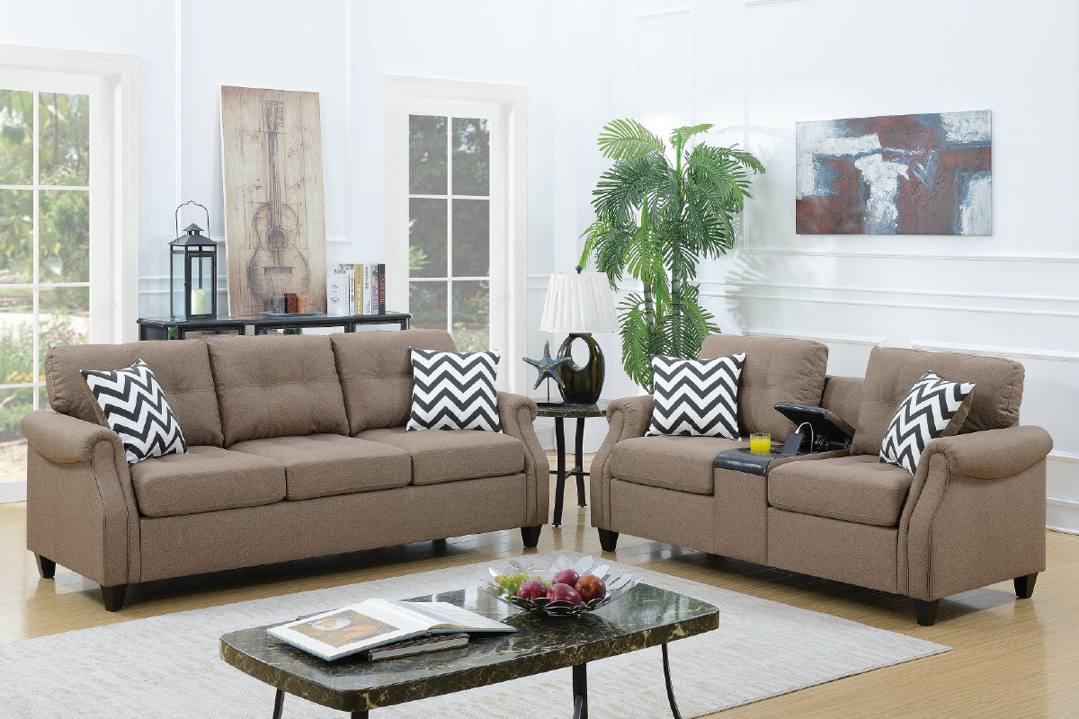 Modern Style Grey Sofa & Love Seat