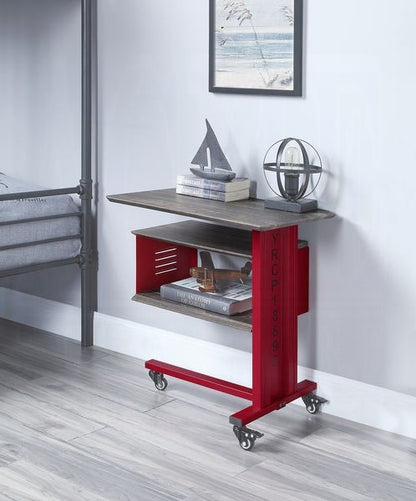 Cargo Accent Table W/Wall Shelf Red