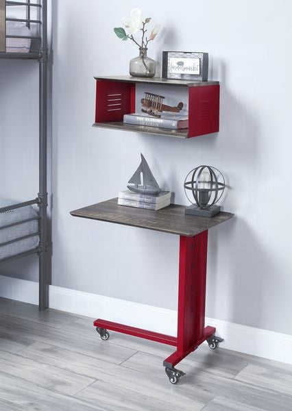 Cargo Accent Table W/Wall Shelf Red