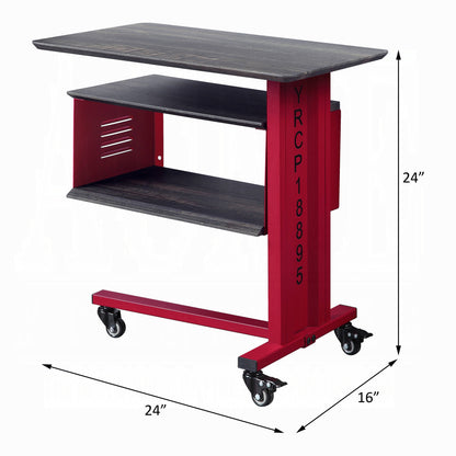 Cargo Accent Table W/Wall Shelf Red