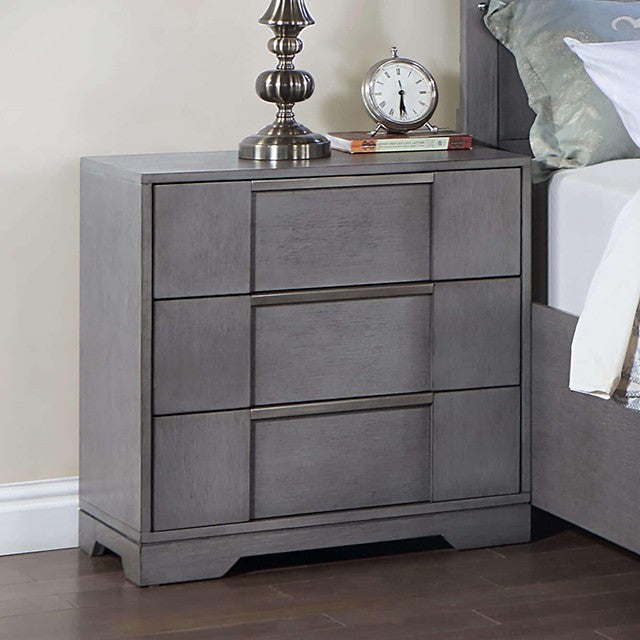 Regulus gray finish wood LED lighted headboard queen bed storage drawers