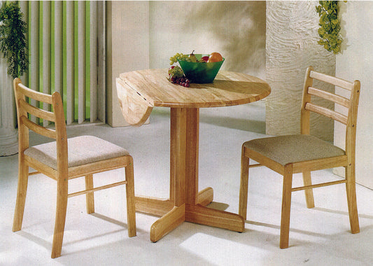Solid Wood Table with Drop Leaf Natural Finish