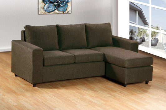 2 pc brown linen like fabric sectional sofa set