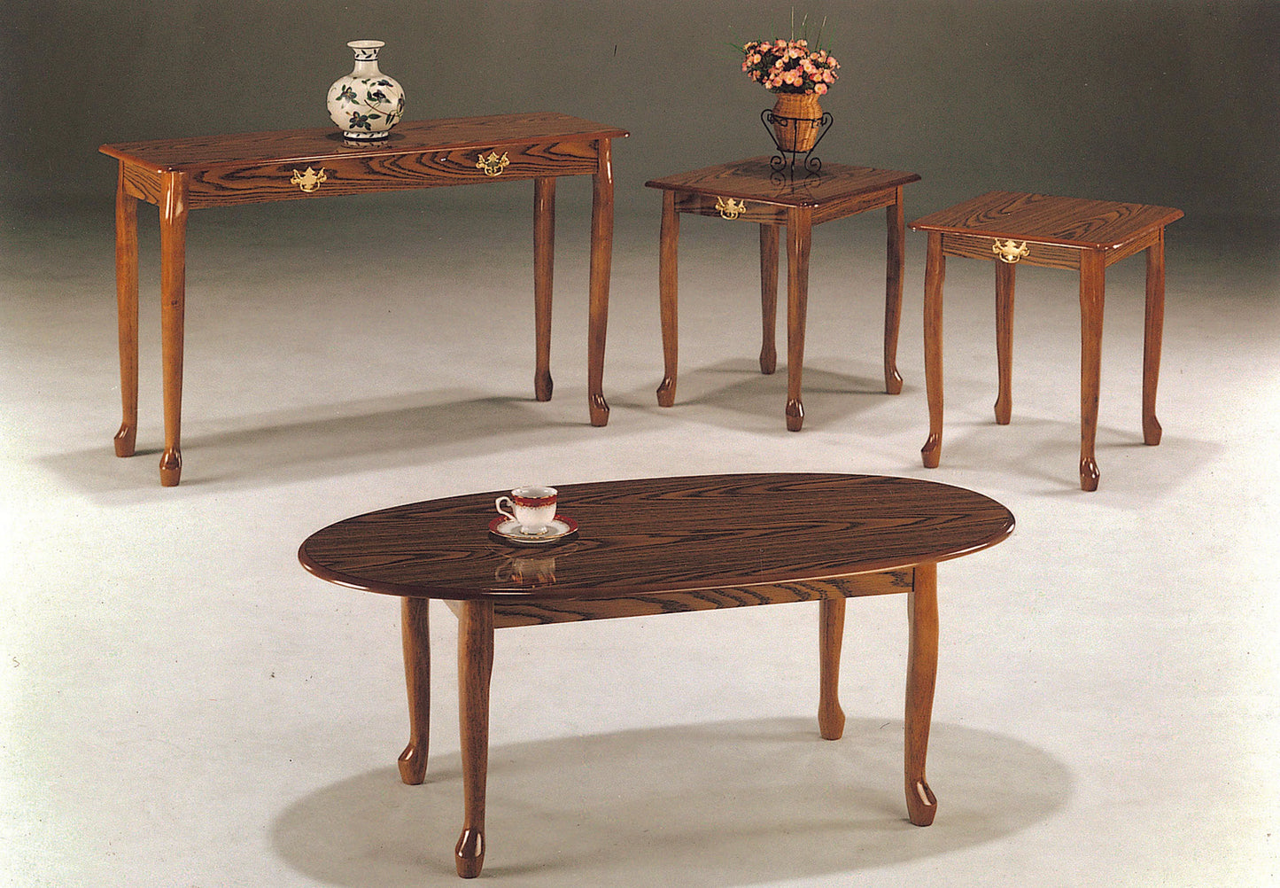 3-PC Pack Queen Anne Coffee Table Set - Cherry