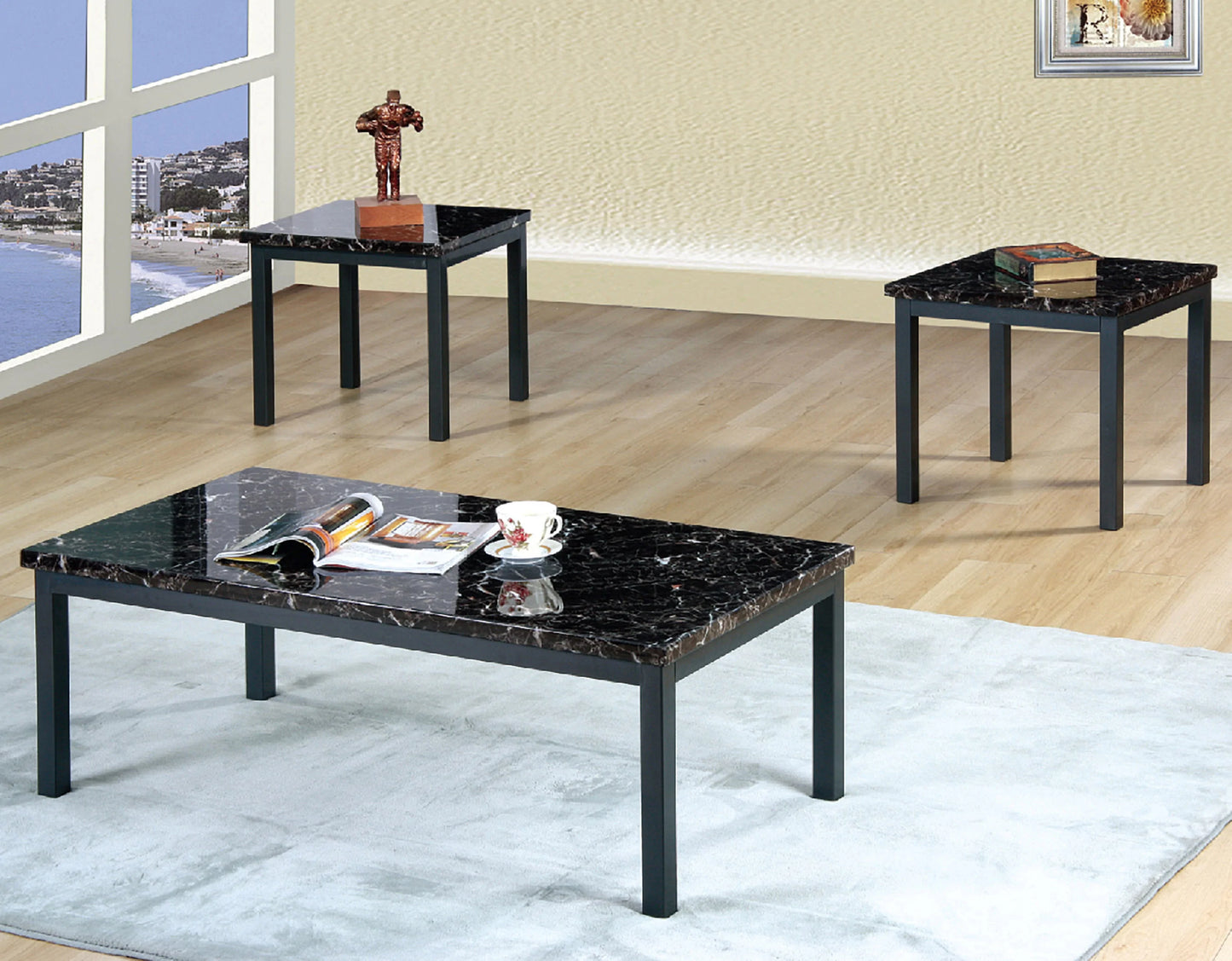 Faux Marble Top 3-PC Pack Coffee Table Set