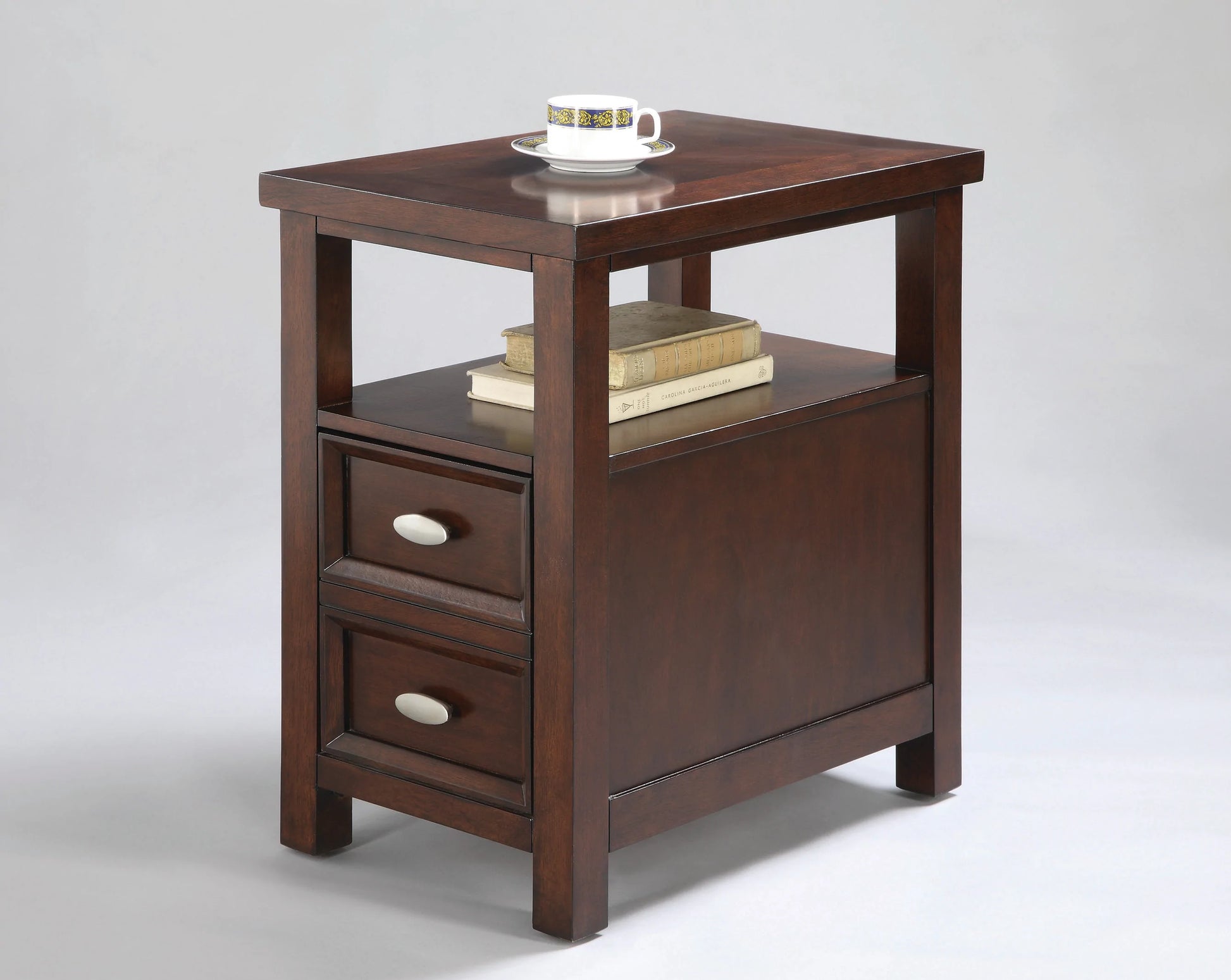 Side Table 1 Big Drawer Dark Cherry Finish - GracePalaceFurniture