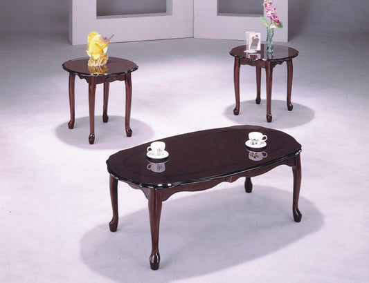 3-PC Pack Queen Anne Table Set Cherry Finish
