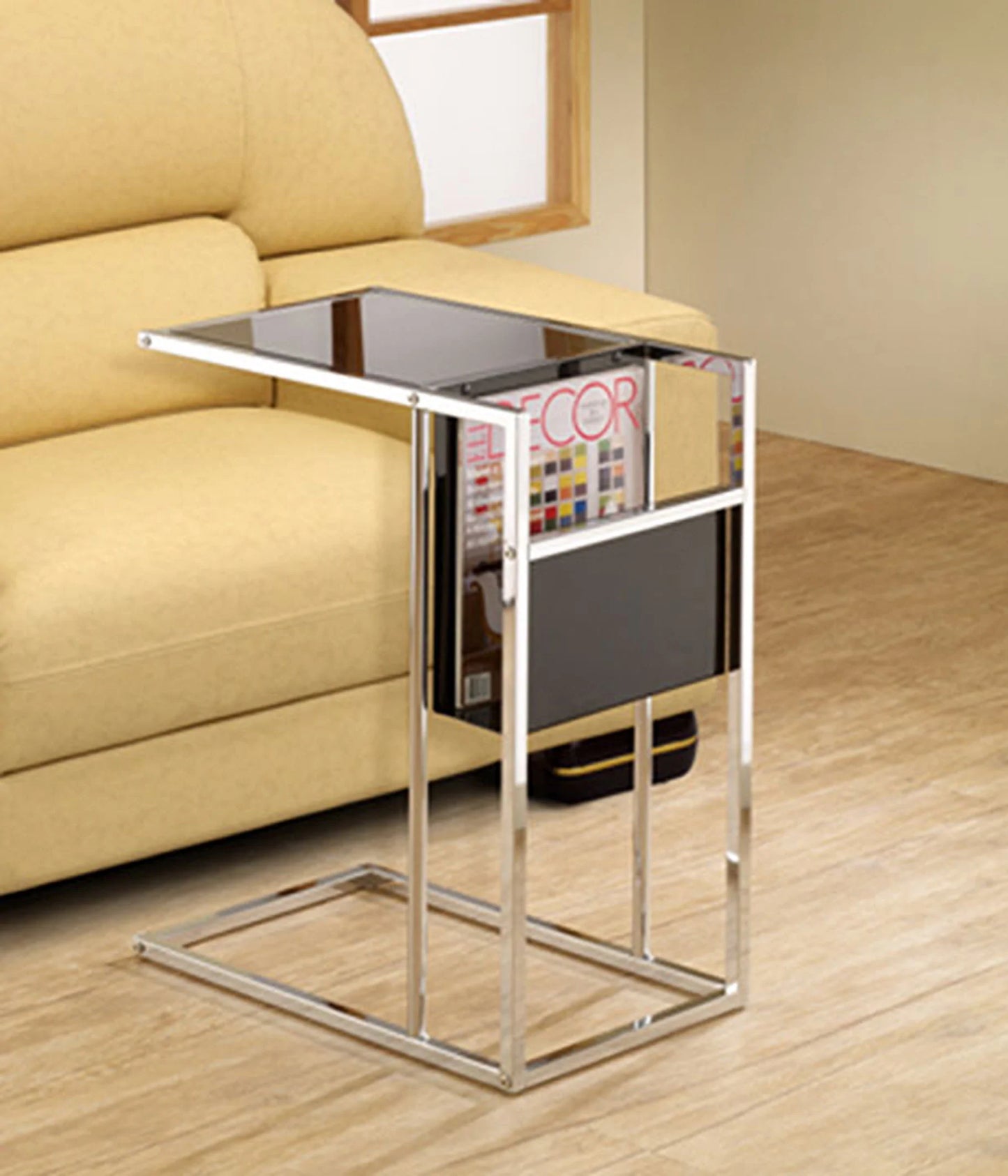 magazine Side Table Dark Glass