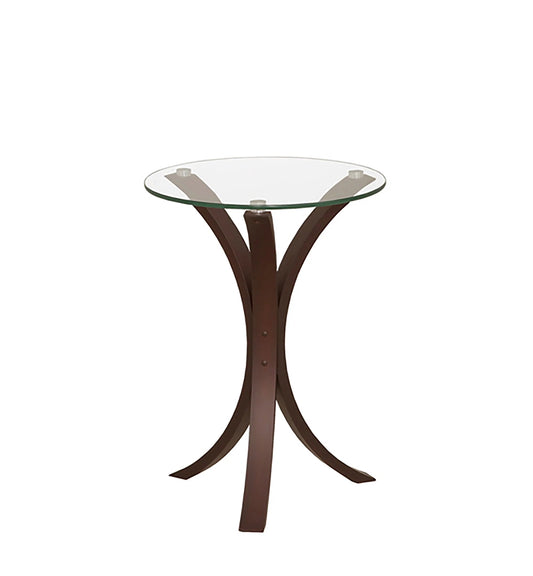Glass Table Curved Wood Base