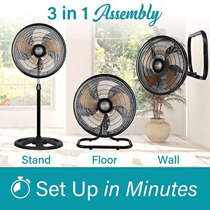 Brentwood Kool Zone F-18360BK F-18360BK 3-Speed 98-Watt 18-In. Oscillating Industrial Fan, Black