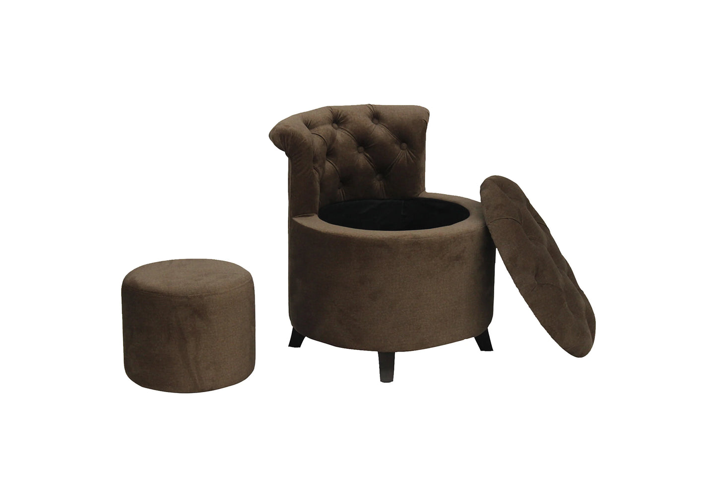 Brown Chair with Stowable Ottoman & Storage