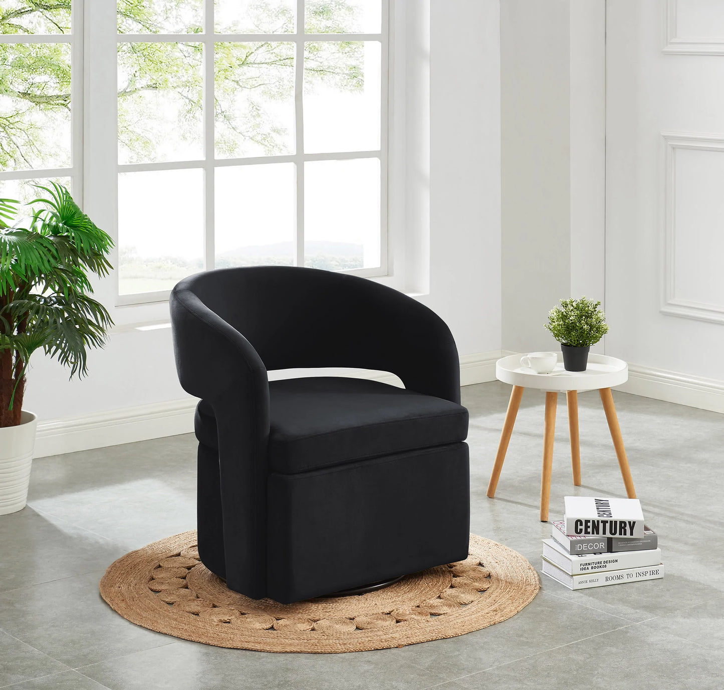 Swivel Accent Chair Black or Grey Velvet