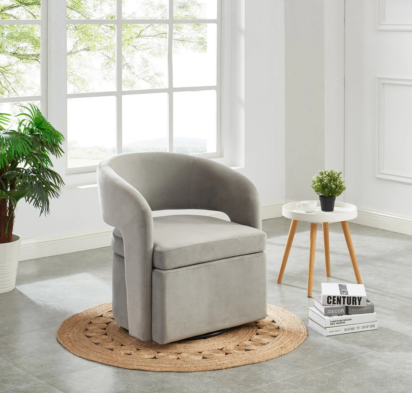 Swivel Accent Chair Black or Grey Velvet