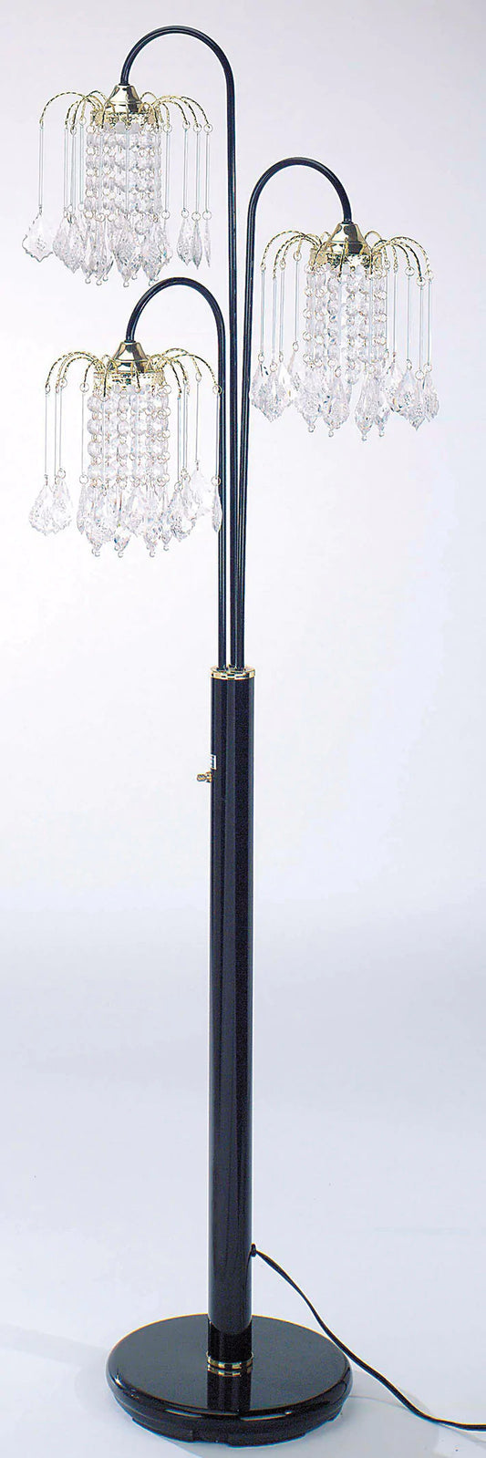 Elegant crystal tree floor lamp Measures 63" H Inch tall The body and base is made of metal Faux crystal ornaments