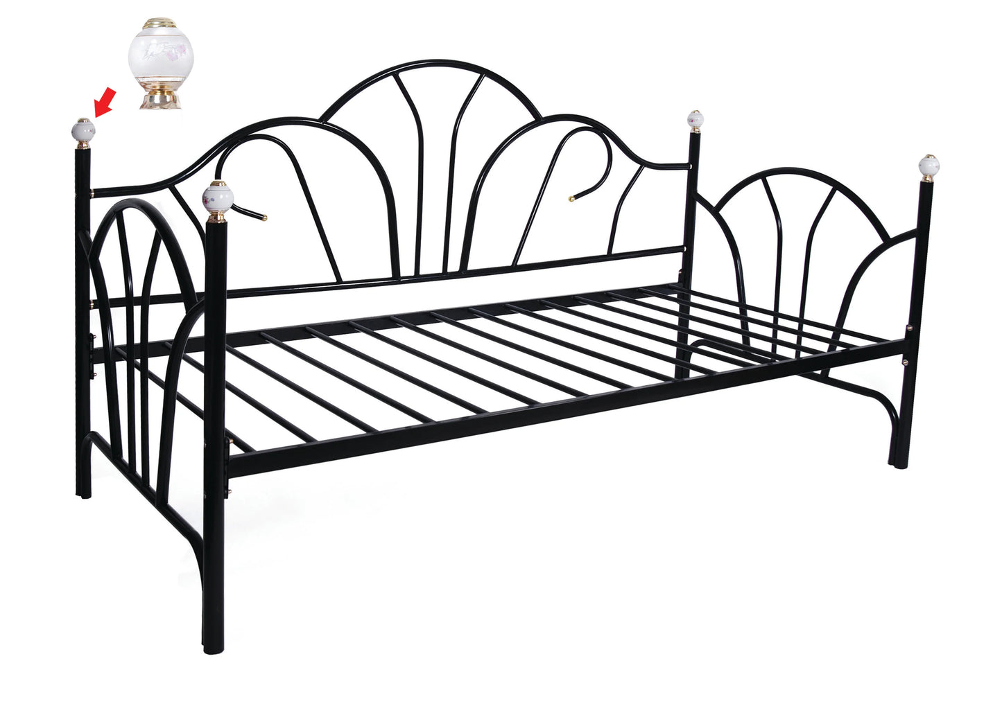 Metal Day Bed with Bed Frame Comes in Black or White