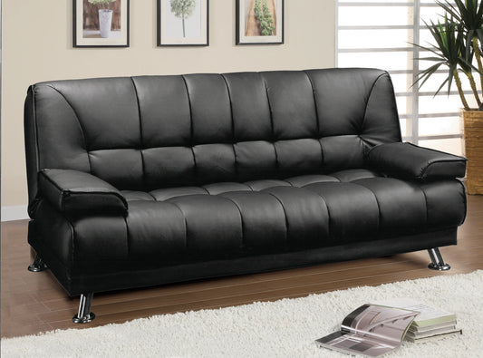 Adjustable PU Futon Sofa Black