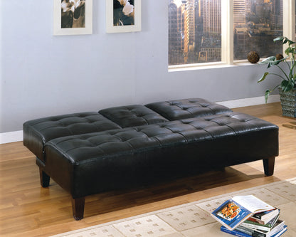 Futon Sofa with Drop-Drown Tray & Cup Holder Espresso PU